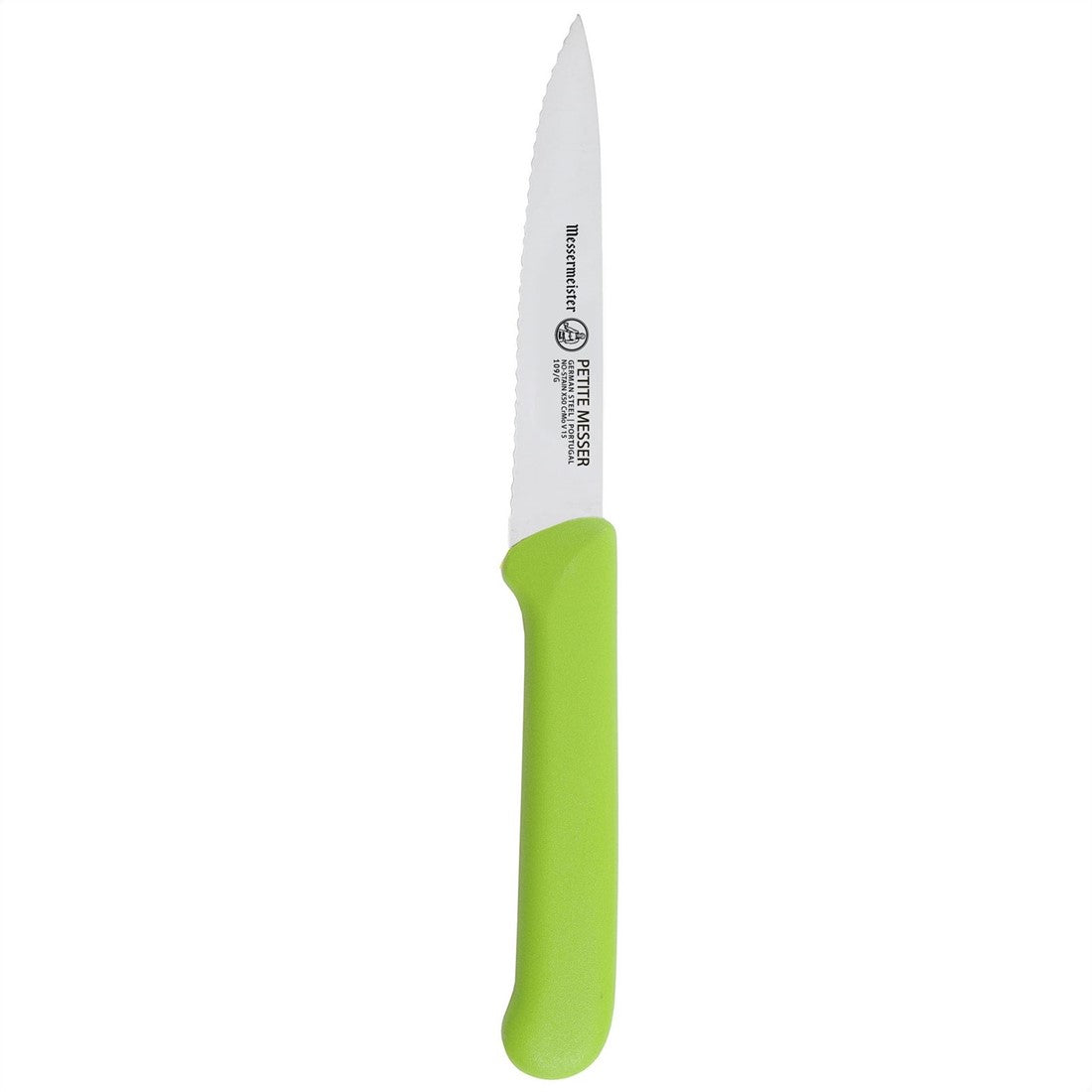 Petite messer 10 cm groen gekarteld paring mes